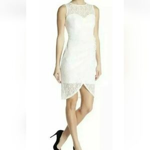 NWT Bebe lace shirred front wrap hem dress SIZE 4